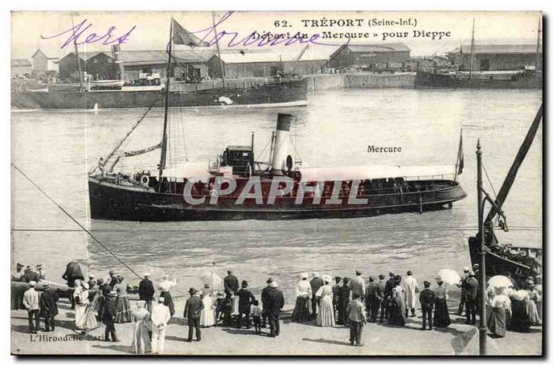 The TReport Old Postcard Departure of Mercury for Dieppe (boat)