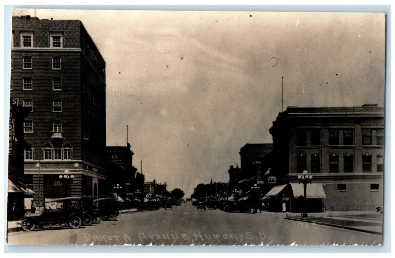 c1910's Dakota Avenue Cars Huron South Dakota SD RPPC Photo Antique Postcard