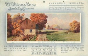 1911 Fairbury Nebraska McWilliams Bros Dry Cleaner Advertising Calendar Postcard