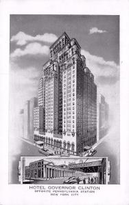 NY, New York City       HOTEL GOVERNOR CLINTON     1953 Black & White Postcard