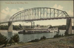 Red Wing MN Steamer Ship & Bridge c1910 Postcard