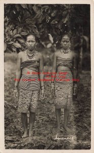 Singapore, RPPC, Two Young Women in Native Ethnic Costume, Photo