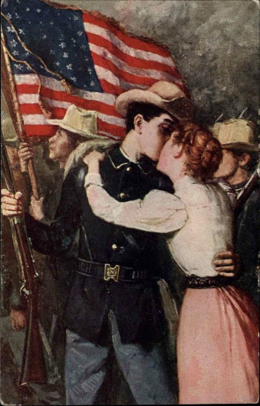 PATRIOTIC Soldier Kisses Woman Before Going to Battle NICE ART