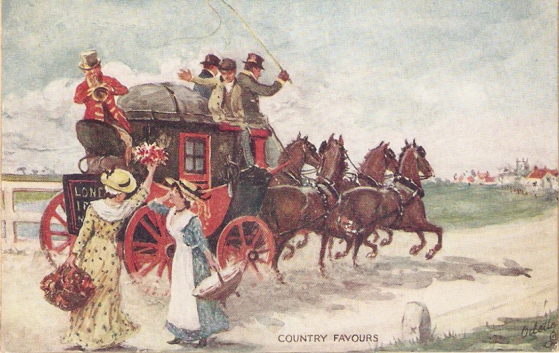 A.Ludovici. Country favours . Horses Tuck Oilette Coachin Scenes Ser.     PC #