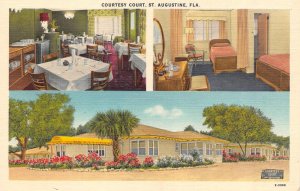 St Augustine, FL Florida  COURTESY COURT~RM Kuhn  ROADSIDE MOTEL  Linen Postcard