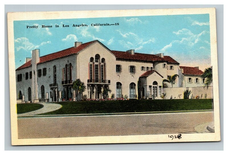 Vintage 1910's Postcard Pretty Home in Los Angeles California