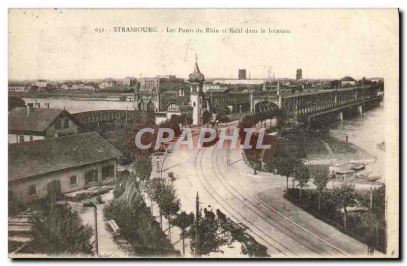 Old Postcard Du Rhin Strasbourg Bridges And In The Far Kehl