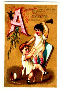 Trifets Boston Fighting Wrestling Alphabet Victorian Trade Card