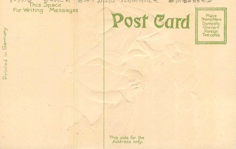 C-1910 Beach Bathing Romance Embossed Beach shore Postcard 22-7520 