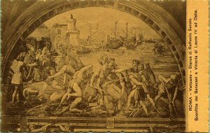 Defeat Sacacens, Leo IV Victory Ostia Rooms of Raffaello Sanzio Vatican Postcard