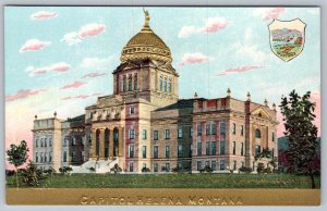 HELENA MONTANA MT STATE CAPITOL BUILDING GOLD EMBOSSED COAT OF ARMS POSTCARD