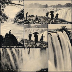 Zambia and Zimbabwe border Victoria Falls lot of 4 vintage postcards