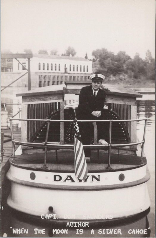 RPPC Postcard Cast Don Saunders When Moon Is Silver Canoe WI