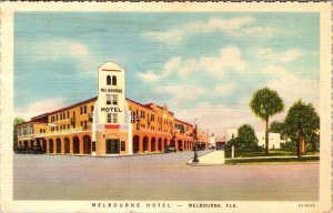 Melbourne, FL Florida  MELBOURNE HOTEL  1937 Curteich Linen Advertising Postcard