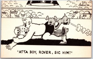 Butt Bitten By The Dog Atta Boy Rover Sic Him Comic Card Postcard