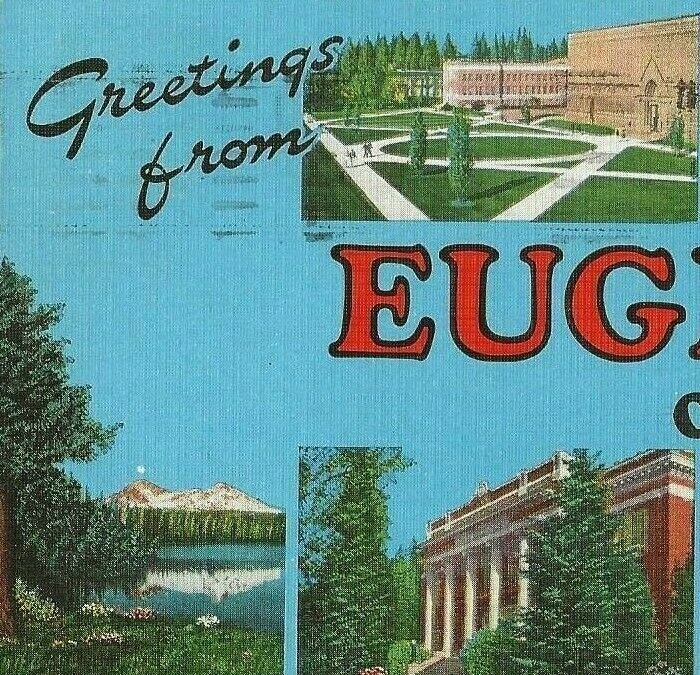  Postcard - Greetings From Eugene Oregon Multi View University Oregon Posted 1950