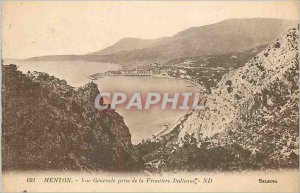 Old Postcard Menton General view from the Italian Border