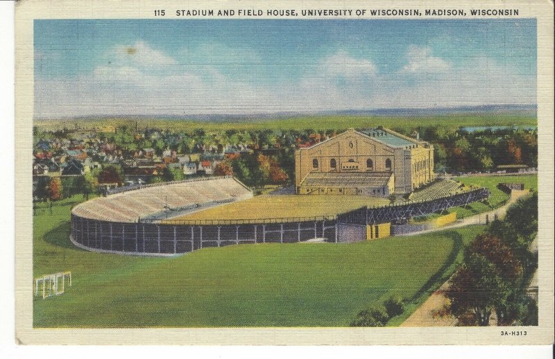 POSTCARD STADIUM AND FIELD HOUSE UNIVERSITY OF WISCONSIN MADISON WISCONSIN