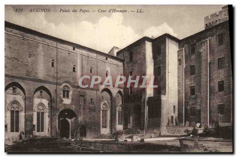 Old Postcard Avignon Popes' Palace Court of Honor