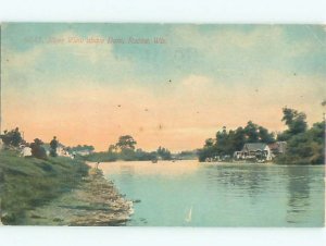 Divided-back RIVER SCENE Racine Wisconsin WI AE6514@