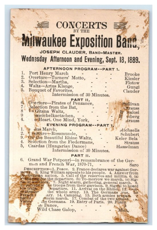 1889 Milwaukee Expo. Band Joseph Clauder Band Master P57
