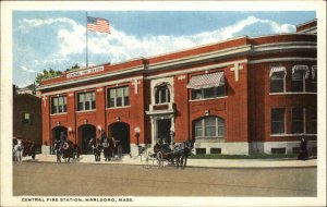 Marlboro MA Central Fire Station c1920 Postcard