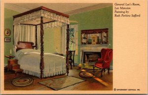 Vtg General Lee's Room Lee Mansion Painting by Ruth Perkins Safford Postcard