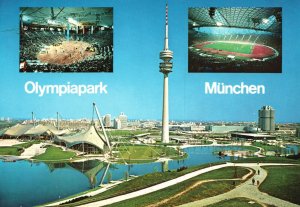 Vintage Postcard Olimpia Park mit Plympiaturm Olimpia Park Resort Munich Germany