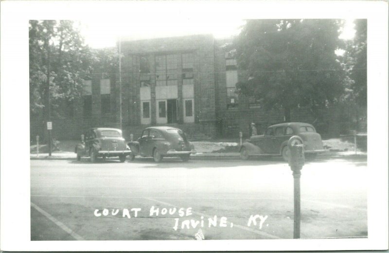 Vtg Postale Cppr 1940s Irvine Kentucky Ky Estill Comté Palais de Justice Rue