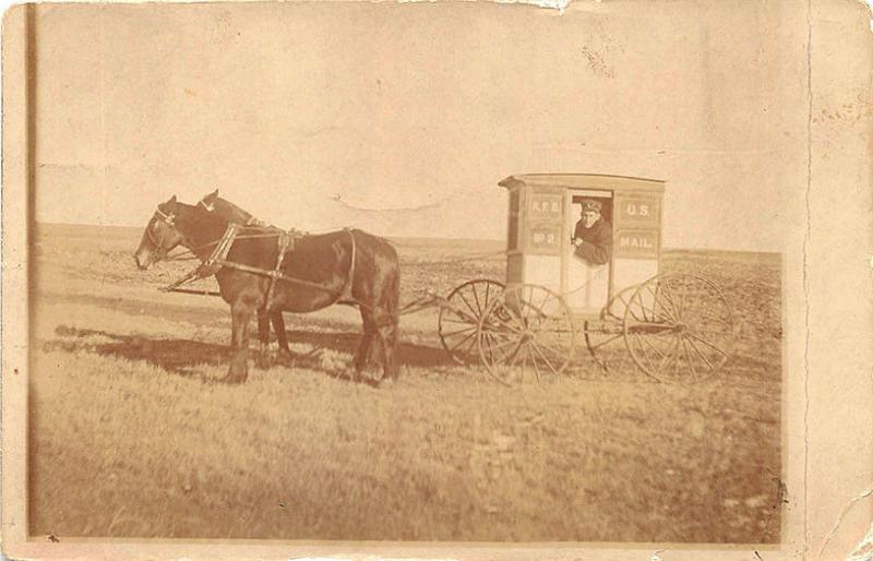 Manfred ND RFD Wagon #2 U. S. Mail Real Photo RPPC Postcard