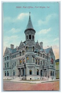 1915 Post Office Exterior Scene Fort Wayne Indiana IN Posted Vintage Postcard