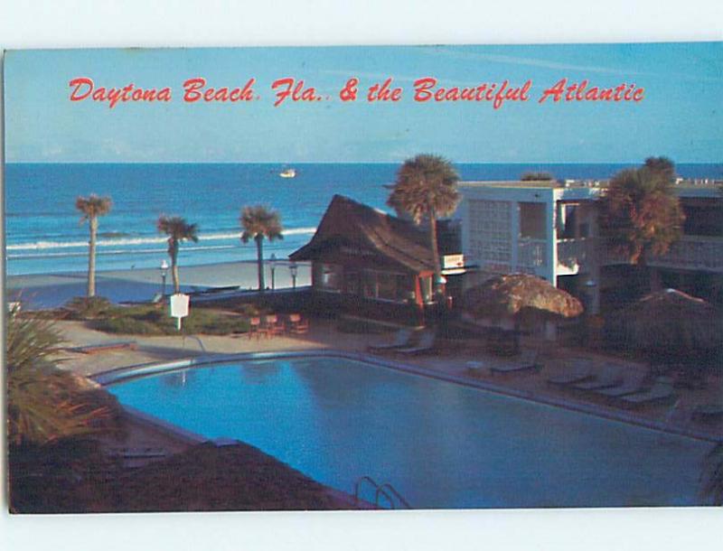 Damaged-Back Pre-1980 MOTEL SCENE Daytona Beach Florida FL B6936