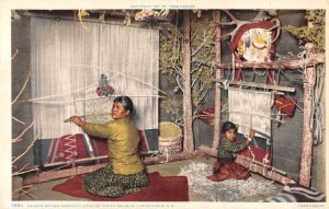 Albuquerque New Mexico Navaho Mother and Child Weaving Vintage Postcard AA9962