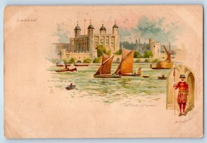 c1905 The Tower Of London Sailboats Ship London UK Oilette Tuck Art Postcard