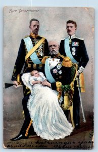 Sweden Postcard Four Generations Oscar II of Sweden with Baby 1908 Antique