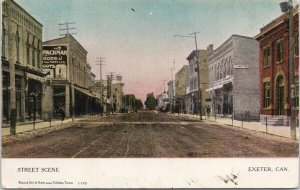 Exeter Ontario Street Scene c1906 Bapton ND Cancel Postcard E93 *as is