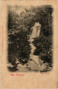 PC CPA ANGOLA, S. THOMÉ, UMA CASCATA, VINTAGE POSTCARD (b20851)