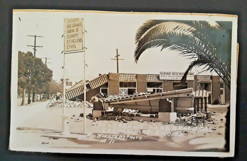 Mint Vintage 1933 Long Beach CA Earthquake 7th & Orange Real Photo Postcard