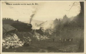 CV Train Wreck Vermont May 14 1911 Real Photo Postcard G19 LOOKING SOUTH