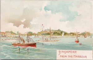 Singapore from the Harbour Ships Boats c1903 Armanino Genova Postcard H51