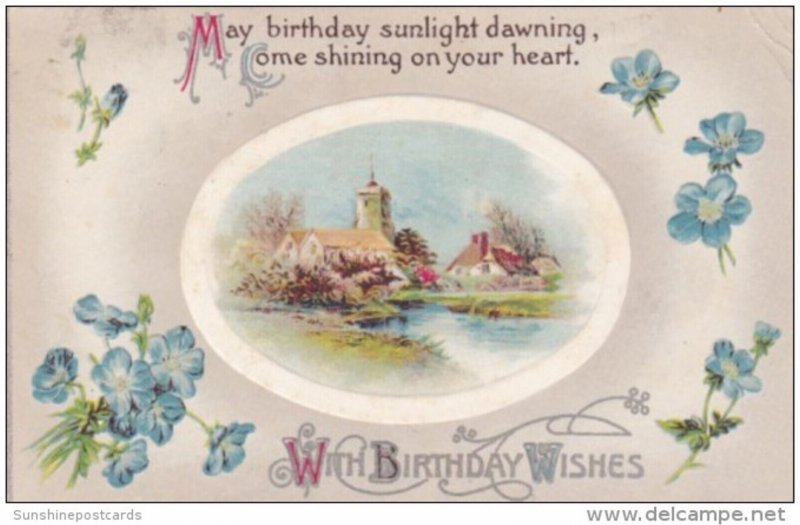 Birthday Wishes With Landscape Scene 1910