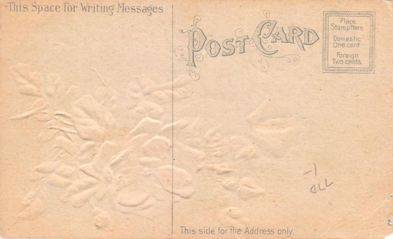 Cadillac Michigan~Embossed Pink Rose Greeting Postcard~c1910