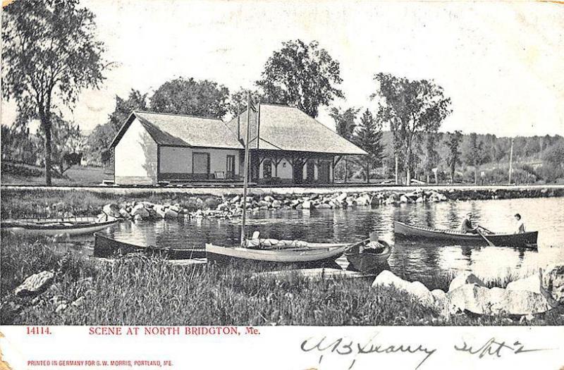 North Bridgton ME Narrow Gauge 1905 Railroad Station Train Depot Postcard