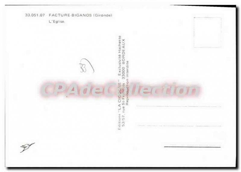 Postcard Modern Biganos Invoice Church