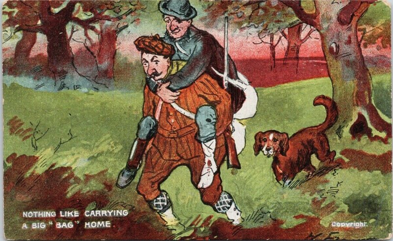 Hunting Wounded Hunter Nothing Like Carrying a Big Bag Home Postcard F81 *as is