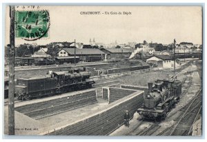 1914 Train Railway A Corner of the Chaumont Depot France Antique Posted Postcard