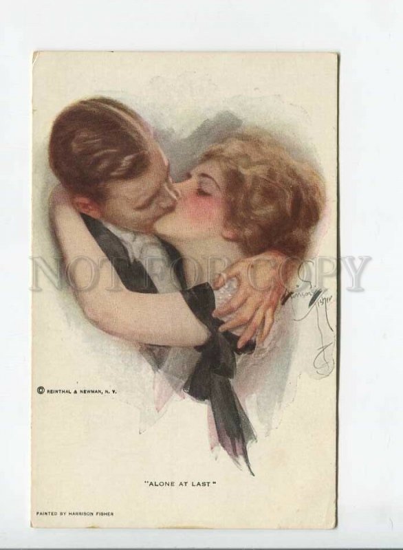 3177536 Alone Kiss of Lovers By Harrison FISHER old #762 PC