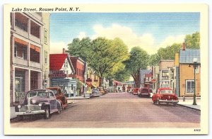 Lake Street Showing Hotel Holand Main Road View Rouses Point New York Postcard 