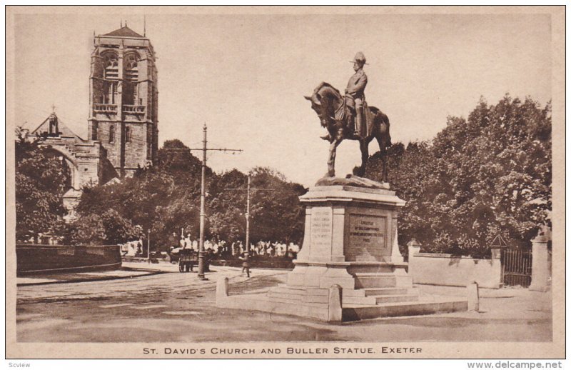 EXETER, Devon, England, 1900-1910's; St. David's Church And Buller Statue