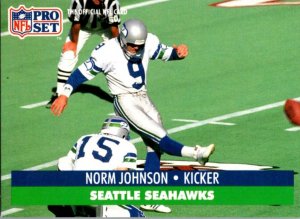 1991 NFL Pro Set Football Card Norm Johnson K Seattle Seahawks sun0610